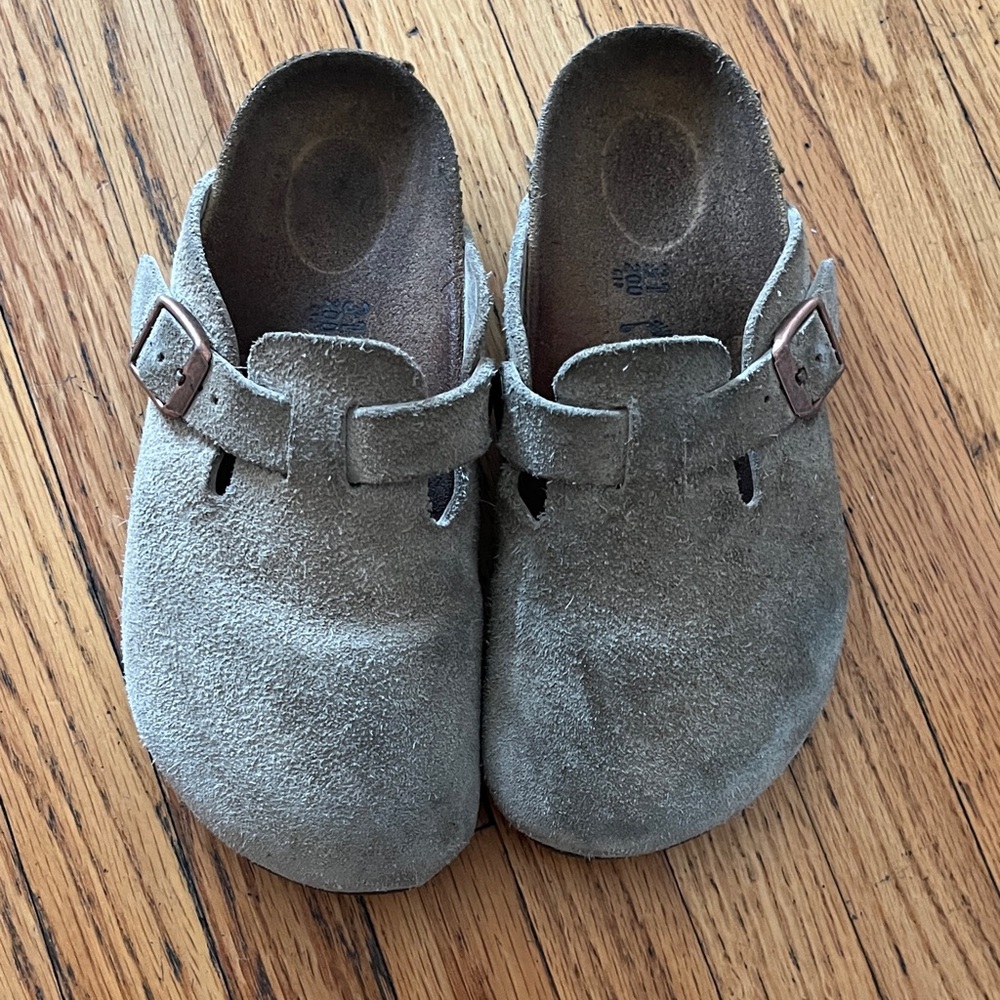 Birkenstock Kids Suede Slippers - Gray